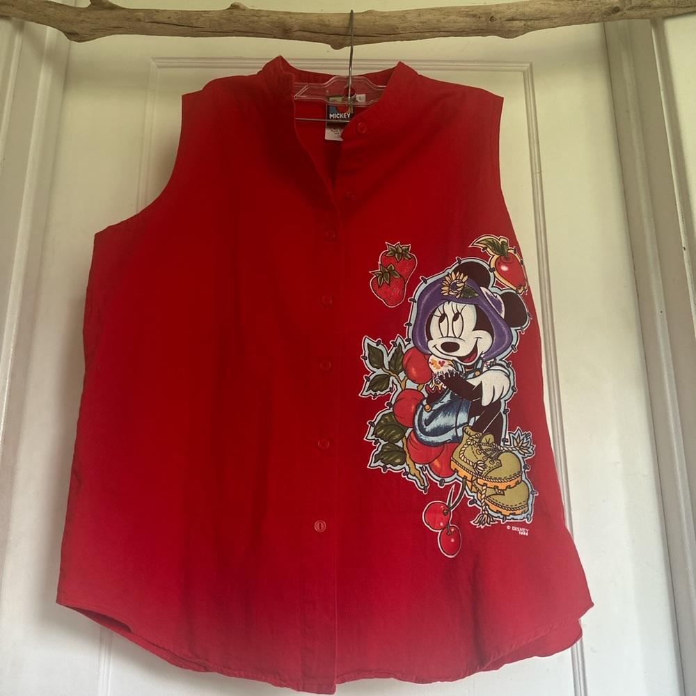 1998 Disney Vintage Mickey Unlimited Red Button-Up Shirt